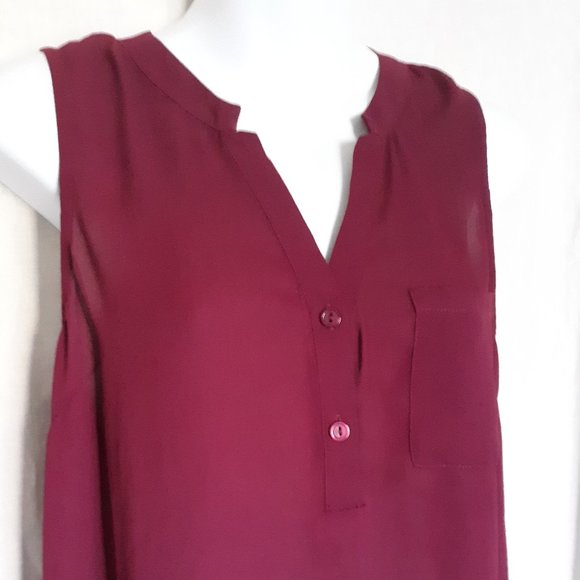 Charlotte Russe Burgundy Dressy V Neck Hi Lo Top - Picture 12 of 12